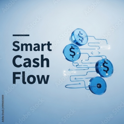 Smart Cash Flow Concept with Dollar Coins