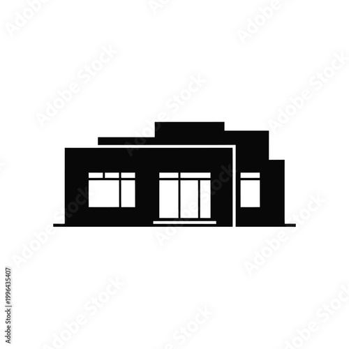 building silhouette with minimalist design on white background