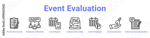 Event Evaluation Web Icon Banner and Collection