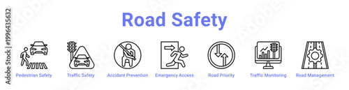 Road Safety Web Icon Banner and Collection