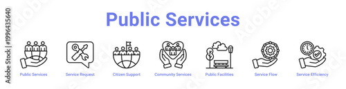 Public Services Web Icon Banner and Collection