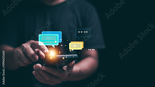 Schilderij op canvas Online messaging concept