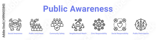 Public Awareness Web Icon Banner and Collection