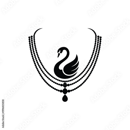 swan necklace silhouette with elegant bead chains