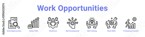 Work Opportunities Web Icon Banner and Collection