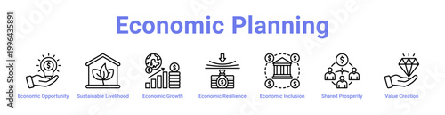 Economic Planning Web Icon Banner and Collection