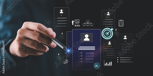 Tableau sur toile HR analyst utilizing precision recruitment system with candidate profiling, tale