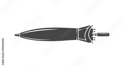A black and white illustration of a modern electric toothbrush with a sleek design on a plain white background.