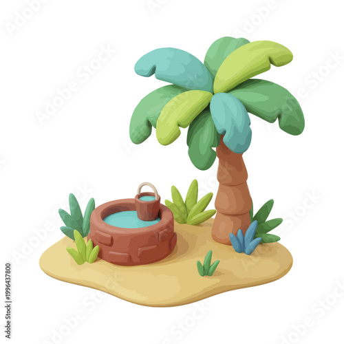 Clay Palm Tree and Bucket.