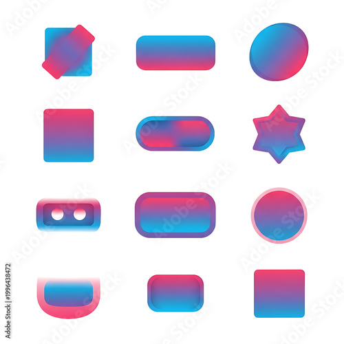 Colorful Gradient Geometric Shapes Icons.