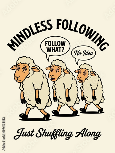 Canvas-taulu Three sheep walking in line.