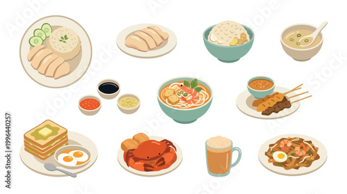 A vibrant collection of delicious Southeast Asian dishes, showcasing a variety of textures and flavors, perfect for culinary inspiration.