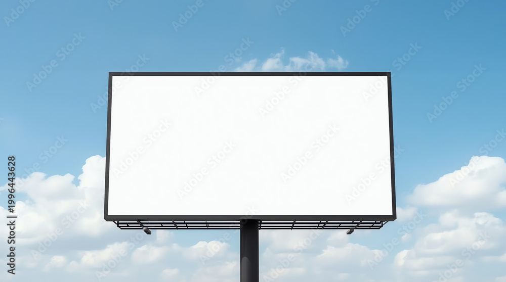 Fototapeta premium Blank billboard mockup for advertising, blue sky background 