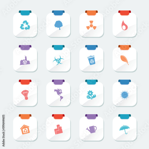 Bright Simple Ecology and Recycling icons - Vector Icon Set