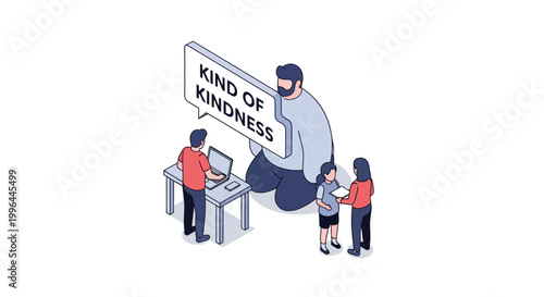 Kindness Concept - Giant Figure Sharing Message with Others.