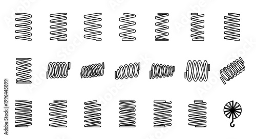 collection of spring coil icons and graphics representing different types and styles