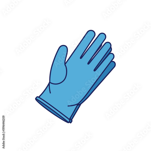 Blue Medical Nitrile Glove Icon Illustration Isolated on White Background - Healthcare and Hygiene Vector