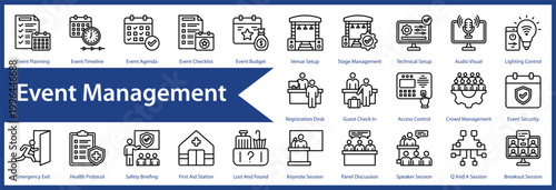 Event Management web icon set and collection