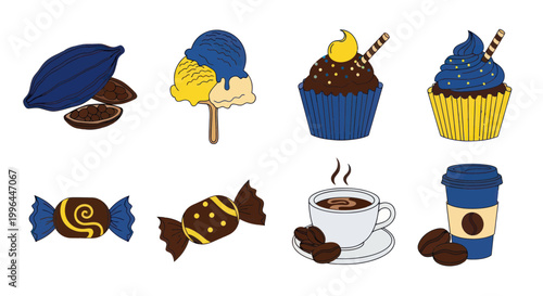 Sweet Treats Collection: Ice Cream, Cupcakes, Candy, Coffee, Cocoa Beans