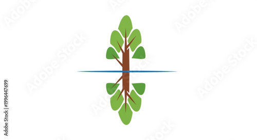 Symmetrical tree graphic showing growth and balanced roots design