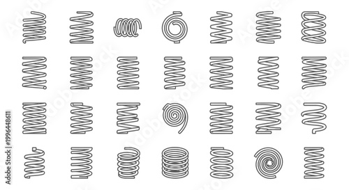 collection of various spring coil types including compression extension and torsion springs