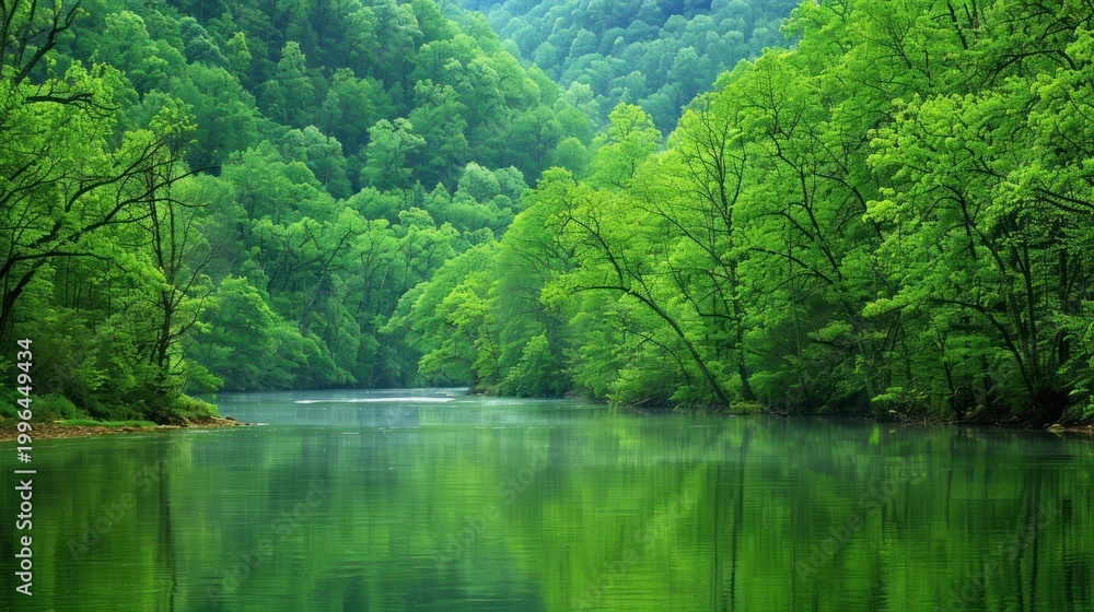 Obraz premium Lush green river valley