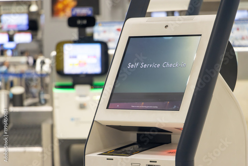 Modern Self-Service Check-in Kiosk at Airport Terminal