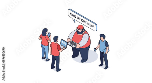 Kindness Spoken by a Person to a Group of People in Illustration.