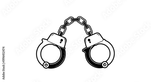 Handcuffs Icon Vector Illustration - Symbol of Arrest, Crime, Justice, and Security