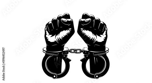 Fists in Handcuffs, Symbol of Injustice and Oppression