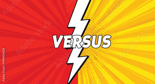 Comic book style 'VERSUS' word, vibrant colors and dynamic design, concept for debate, comparison, and conflict resolution.