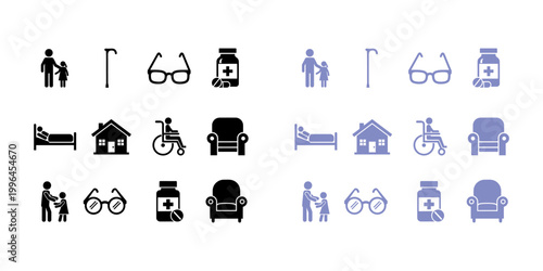Accessibility icons set people equipment and facilities for inclusive design