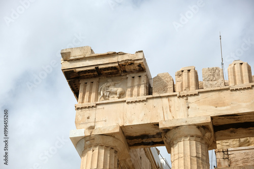 bas-reliefs and columns of the ancient Greek temple Parthenon