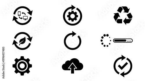 recycle icon set. ecology, eco friendly and environmental management symbols. isolated vector images