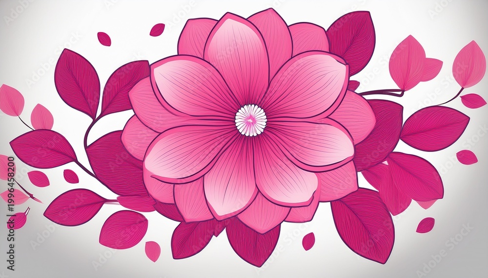 Obraz premium pink flower icon white background