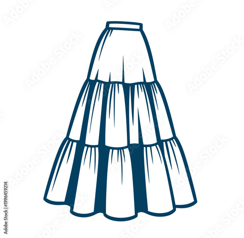 aline tiered full skirt with waistband