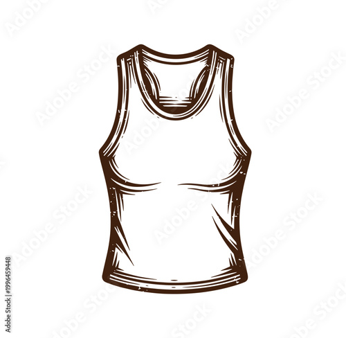 Brown outline of a womens sleeveless shirt on transparent background