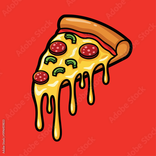 Slice of melted cheese pepperoni pizza.