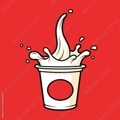 Splashing milk in a cup.