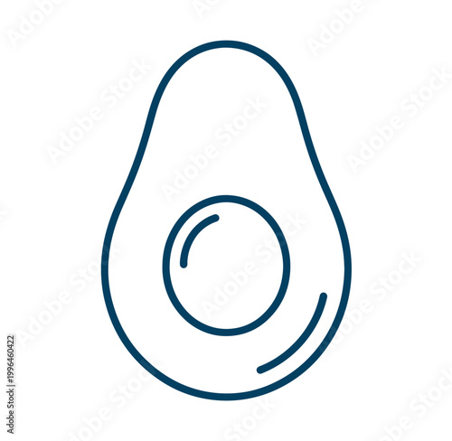 Simple line drawing of halved avocado with pit  healthy food icon