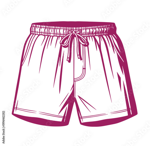 Pink athletic shorts with elastic waistband and drawstring  casual sportswear
