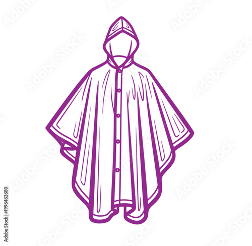 Purple raincoat with hood illustration isolated on transparent background