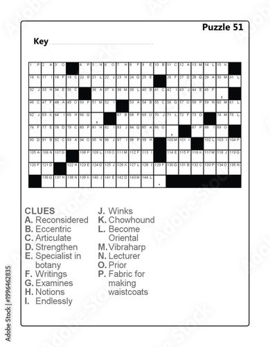 Printable Acrostic Word Puzzle Worksheet: Brain Teaser Game for Adults Acrostic Vol 3 Puzzle 51