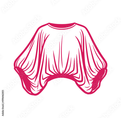 red illustration of a shirt with short sleeves and a round neckline