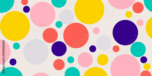 Abstract colorful random circles seamless pattern on white background