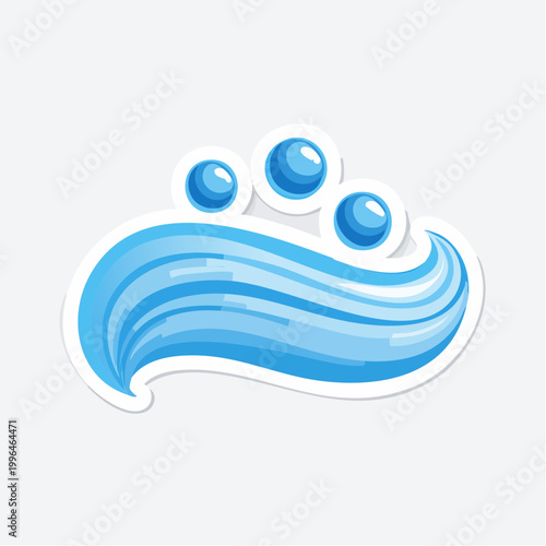Stylized Blue Water Wave with Bubbles Icon