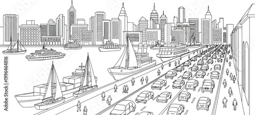 Busy city street with many cars.