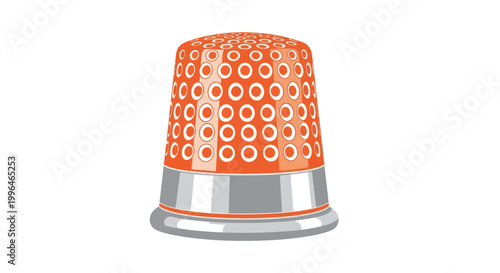 Schilderij op canvas Orange sewing thimble with silver base isolated on white background