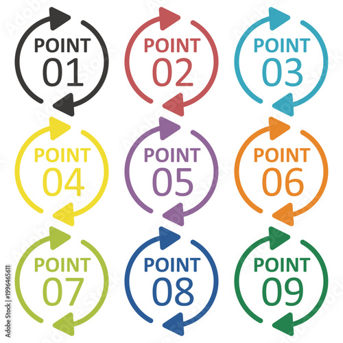 イラスト素材：ポイント,重要,チェック,注目,注意,数字