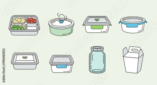 Collection of various food storage containers.